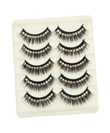 Beatifufu 10 Pairs Diamond False Eyelashes Lash Extensions False Lashes Natural Look Natural Eyelash Rhinestone False Eyelashes Dramatic Glitter Cosplay Decorate Chemical Fiber Hard Stem