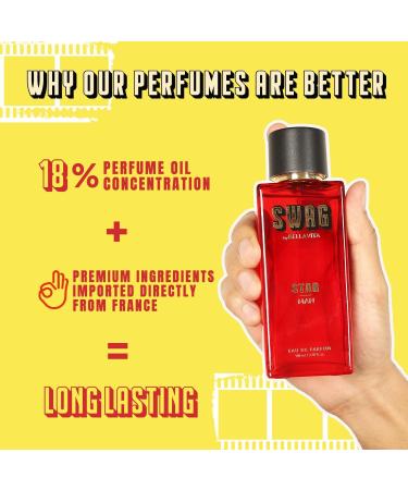 Bella Vita Luxury Men Swag Star Eau De Parfum Liquid Perfume with Bergamot Tonka Jasmine & Lily|Woody & Musky Premium Long Lasting Fragrance Scent 100Ml - Buy Online on GoSupps.com