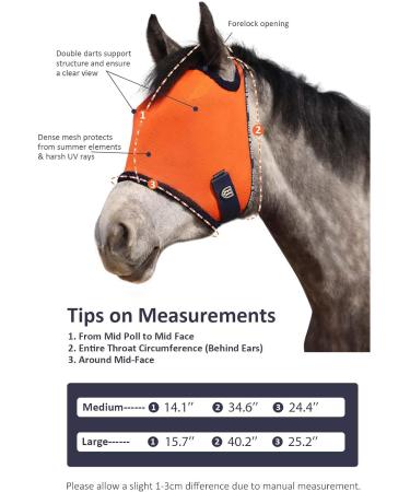 Harrison Howard All Round Mesh Horse Fly Mask UV Protective with Fleece Padded Edging - Vibrant Orange - Size M Medium (Cob) - Buy Online on GoSupps.com