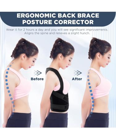 KKM Back Brace Posture Corrector for Men & Women | Adjustable Support for Neck Shoulders & Back | Scoliosis & Hunchback Relief - Buy Online on GoSupps.com