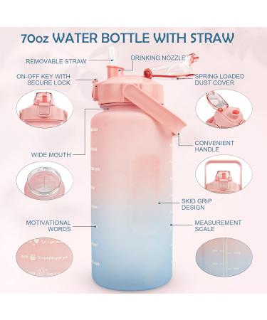 Ketiee 2L Drinking Bottle with Straw | BPA-Free Water Bottle with Time Marking | Leak-Proof Sports Bottle for Fitness Camping Yoga & Travel (Pink/Blue) - Buy Online on GoSupps.com