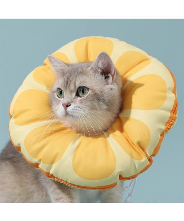 Soft Cat Recovery Collar Comfy Head Wound Healing Protective Collar for Cat Recovery After Surgery Adjustable Cute Neck Cone for Cats Kitten and Puppies (Orange M)