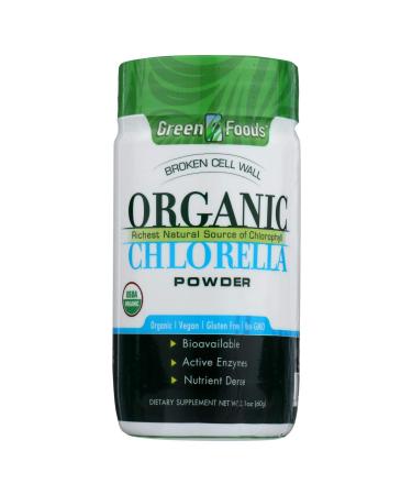 Green Foods Organic Chlorella Powder - 2.1 oz - 100% Organic - Gluten Free - Dairy Free - Yeast Free - Wheat Free - Vegan