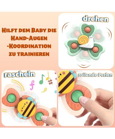 Welan Saugnapf Baby Toy Set - 3 Funny Sensory Water Toys for Infants - Bath Tub Toys (1 Year+) - Butterflies Bees & Snails - Buy Online on GoSupps.com