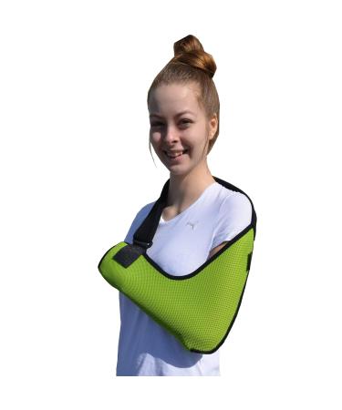 Adult Arm Sling - M Lime/Black Trim | Secure Fit, Cooling Fabric | Fits Right or Left Arm - Buy Online on GoSupps.com