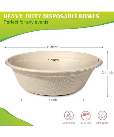 greensight Disposable Paper Bowls 32oz Heavy Duty 100 Pack Eco-friendly Compostable Bowls Party Serving Bowls For Salad Ice Cream Dessert And Hot Soup Biodegradable Bowls Made Of Sugarcane Nature - Buy Online on GoSupps.com