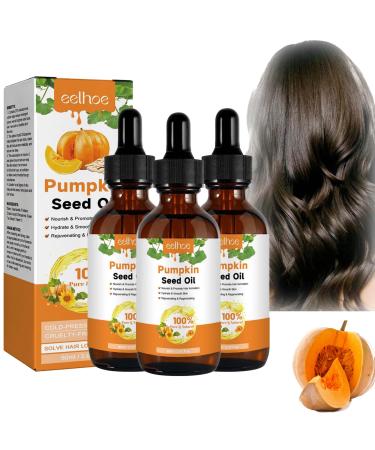 Pumpkin Seed Oil For Hair 60 ml Pumpkin Seed Oil for Hair Growth Organic Pumpkin Seed Oil for Hair Growth Cold-Pressed Aromatherapy Massage Oil Repair of Damaged Hair Applies to All (3 Pieces) 3pc