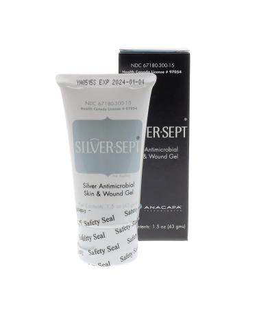 Silver-Sept Silver Skin and Wound Gel 1.5 oz  Tube for Foot and Leg Ulcer Treatment  1st and 2nd Degree Burn Care