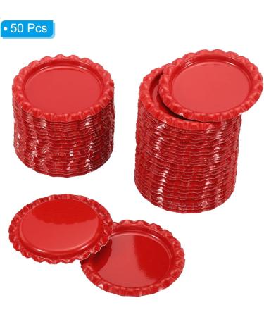 PATIKIL 1 Inch Flat Decorative Bottle Caps 50 Pack Craft Bottle Pendant Trays Double Sides Printed for DIY Pendants Craft Scrapbooks Red - Buy Online on GoSupps.com