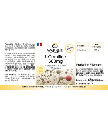 L-Carnitine 300mg - High Dose Carnipure Liquid | 100 Licaps - Premium German Pharmacy Quality | Warnke Vitalstoffe - Buy Online on GoSupps.com