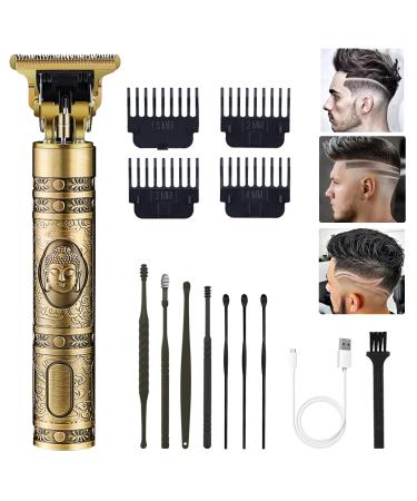 PXLISIE Hair Clippers for Men, Professional Hair Trimmer T Blade Trimmer Zero Gapped Trimmer, Cordless Rechargeable Beard Trimmer Shaver Hair Cutting Kit with Guide Combs (Gold) Vintage Gold