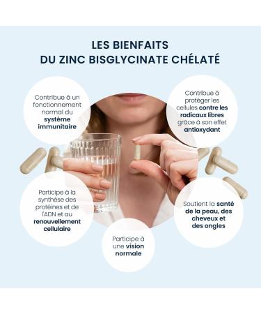 Zinc Bisglycinate - 60 Capsules - Immune System Skin and Vision - Chelated Form for Maximum Bioavailability - 10mg per capsule - 100% Vegan and No Additives - Dynveo - Buy Online on GoSupps.com