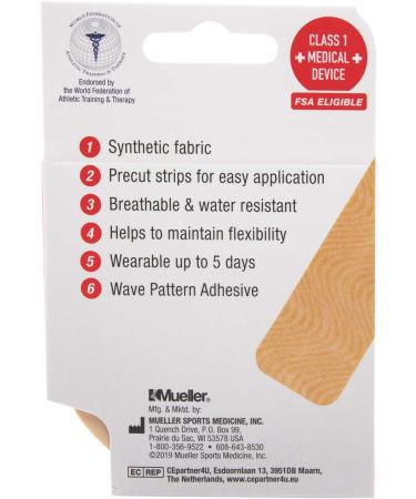 Mueller Sports Medicine Typhoon Elite Kinesiology Therapeutic Tape Pre-Cut I-Strips Beige 20 Count - Buy Online on GoSupps.com