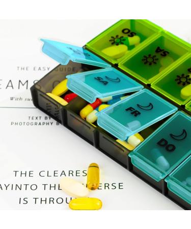 Moisture Festival XL 7-Day Pill Organizer - 14 Compartments for Vitamins Supplements & Medications - Green - Buy Online on GoSupps.com