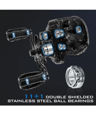 KastKing MegaJaws Baitcasting Reel | AutoMag Dual Braking System, 6.7oz, 17.64 LBs Drag, 11+1 BB, High Speed Gear Ratios, Right Handed - Blacktip - 7.2:1 - Buy Online on GoSupps.com