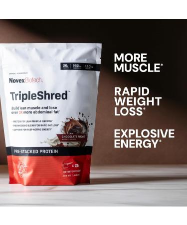 Novex Biotech TripleShred Protein Powder Lean Muscle & Metabolism Support with Thermogenic Blend, Caffeine, Green Tea & Coffee Bean Weight Management Formula, Chocolate Fudge, 20 Servings 1.5 Pound (Pack of 1) - Buy Online on GoSupps.com