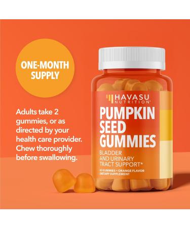 Pumpkin Seed Oil Gummies for Bladder and Urinary Tract Support - 200mg Pumpkin Seed Extract 20:1 - Vegan Non-GMO Gluten-Free - Sugar Free Pumpkin Seed Gummies - Orange Flavor 30 Servings - Buy Online on GoSupps.com
