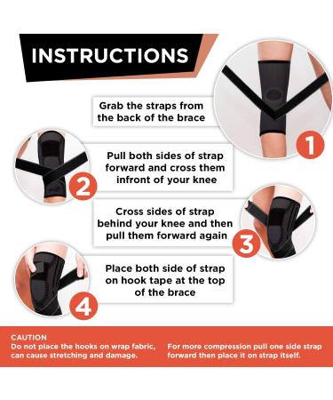 Pure Support Knee Brace - Compression Sleeve for Running, Arthritis Pain, Sports - Large Black with Straps - Buy Online on GoSupps.com