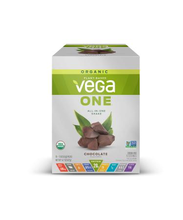 Vega Organic All-in-One Vegan Protein Powder Chocolate (10 Sachets) Superfood Ingredients, Vitamins for Immunity Support, Keto Friendly, Pea Protein for Women & Men, 14.7oz (Packaging May Vary)