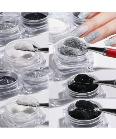 6 Jars Nail Glitter Powder Black White Silver Dust French Nail Sugar Glitter for Manicure Decorations - DIY Crafts - Buy Online on GoSupps.com