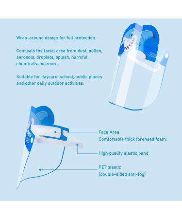 8-Pack Kids' Safety Face Shields - Full Protection Clear Vision Coverings - Reusable Lightweight Design - Cartoon Animals - Boys Girls - Comfortable Fit - Buy Online on GoSupps.com