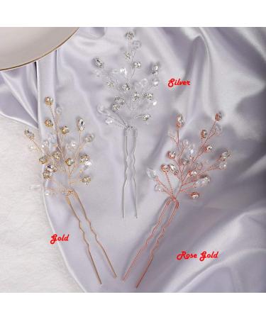 YERTTER 3 Pcs Wedding Hair Pins - Rhinestone Crystal Vine Bridal Bun Clip Set in Gold for Brides & Bridesmaids - Buy Online on GoSupps.com
