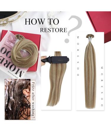 Moresoo Real Hair U-Tip Extensions 55cm - Remy Keratin Bonding Pre-Bonded Blond #P9A/60 - International Shipping Available - Buy Online on GoSupps.com