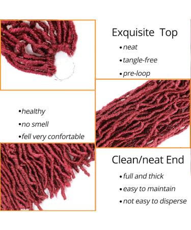 24 Inch Burgundy Soft Locs Crochet Hair 6 Packs | Butterfly Faux Locs Pre-looped Braids | Synthetic Dreadlocks Extensions for Black Women - Buy Online on GoSupps.com