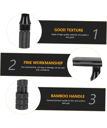 Minkissy 3-Piece Mustache Cord Bear Razor Set - Bamboo Handle Safety Razor with Manual Head & Blades - Black - Buy Online on GoSupps.com