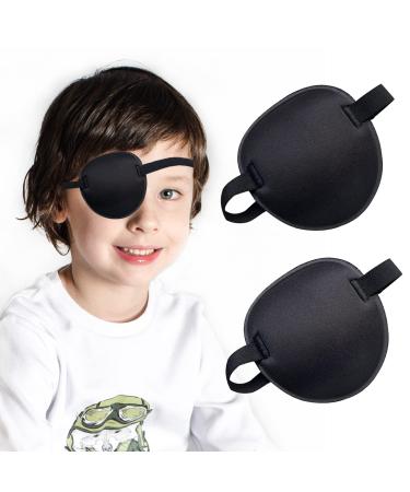Medical Eye Patch, 2 PCS Eye Patches for Adults, Comfortable 3D Eye Patch, Adjustable Amblyopia Lazy Eye Patches for Adults and Kids, for Either Eyes, Black