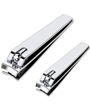 Nail Clipper Set Sturdy Stainless Steel Toenail and Fingernail Clipper Cutter with Sharp Curved Blades Nail Clipper for Men Women (Silver) Silver+