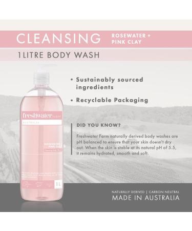 Naturally Derived Shower Gel Body Wash - Paraben & Phthalate Free - Lemon Myrtle Manuka Honey Rosewater & Pink Clay - Moisturizing 67.6 fl oz 2PK - Ideal for Women - Buy Online on GoSupps.com