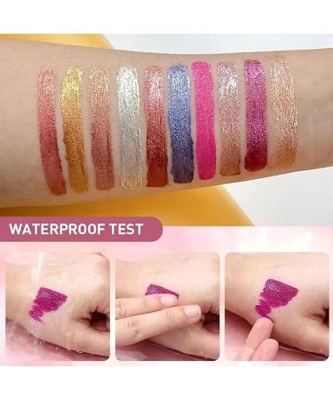Metallic Liquid Diamond Glitter Lipstick Set - Shimmer High Pigment Waterproof Lip Gloss Makeup Kit #A Size #10 - Long Lasting Beauty - Buy Online on GoSupps.com