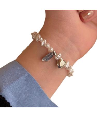 Kuaiyiju Love Trailer Bracelets - Handmade Heart Pearl Jewelry Stylish Baroque Hand Chains & Accessories for New Year's Gifts - Buy Online on GoSupps.com