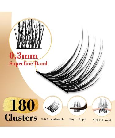 Buy Cluster Eyelash Extensions - 180 PCS Wispy DIY Individual Lashes with Super Thin Band - Soft Mink False Eyelashes Mixed Tray (C-8-16mix) for Stunning Lashes - Buy Online on GoSupps.com