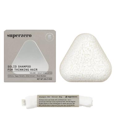 SUPERZERO Thinning Hair Shampoo - Strengthening & Scalp Stimulating  No synthetic fragrances  1 bar   2 8.4oz bottles