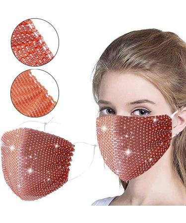 Lieikic Women's Glitter Mouth Protection - Elegant Washable & Reusable Neck Gaiter for Halloween Parties (Orange) - Buy Online on GoSupps.com