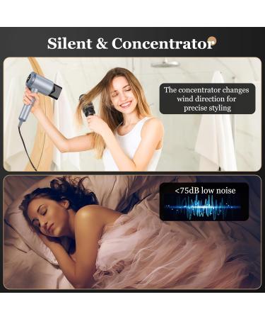 Hair Dryer TECHMERI Ionic Blow Dryer 110 000 RPM High-Speed Brushless Motor Professional Hair Blow Dryer for Fast Drying Thermo-Control Hair Dryers with Nozzle LCD Display Silver Blue - Buy Online on GoSupps.com