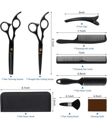DigHealth Hair Cutting Scissors Set - 12 Pcs Professional Hairdressing Shears Kit with Thinning/Texturing Scissors, Cape, Comb, and Clips - Barber Haircut Scissor Kit for Men Women Kids - Buy Online on GoSupps.com