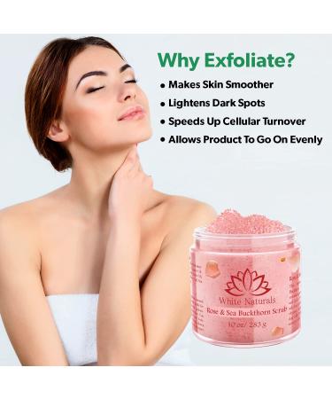 Organic Rose & Sea Buckthorn Face & Body Scrub - Natural Exfoliating Scrub for Soft Skin Essential Oil Infused Moisturizer for Women & Men Removes Blackheads & Acne - Buy Online on GoSupps.com