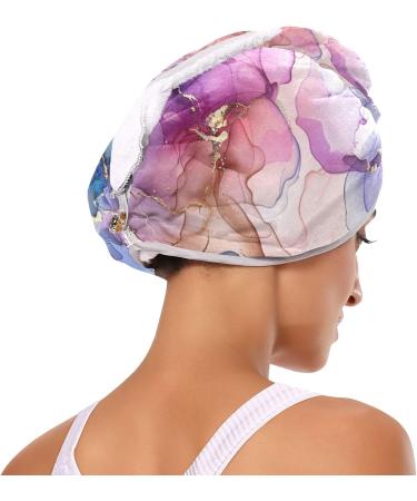 Purple Blue Marble Hair Towel 2 Pack - Super Absorbent Quick Dry Hair Turbans for Women & Girls - Buy Online on GoSupps.com