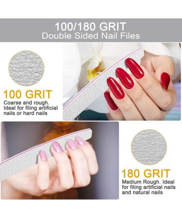 Professional Nail Files 25pcs 100/180 Grit for Acrylic Nails Double Sided Emery Board for Nails Coarse Washable Nail Files for Acrylic Nails & Natural Nails 25 Pack Fine Grit Nail File Moon 100/180 25pcs - Buy Online on GoSupps.com