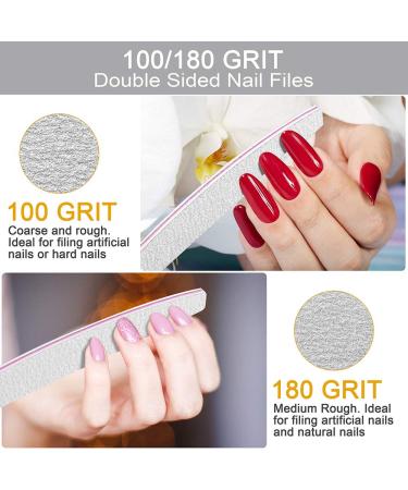 12pcs Double-Sided Nail Files 100/180 - Washable & Reusable for Gel & Acrylic Nails | Perfect for Nail Studios & Home Use - Buy Online on GoSupps.com