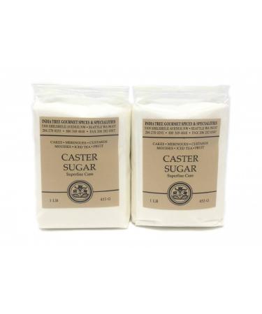 Superfine White Caster Bakers Sugar. Quick Dissolve Grains Extra Ultra Fine Ground Sugar for Baking. 2 Packs of 1 Pound Bags. 1 Pound (Pack of 2)