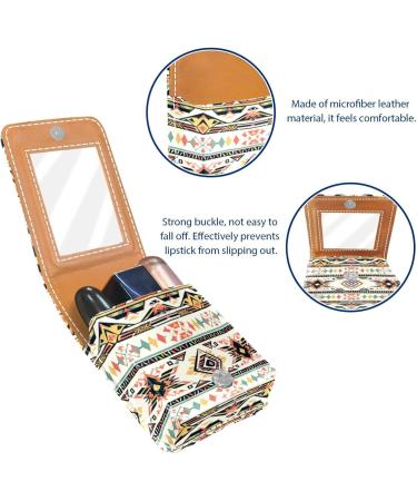 Shop Ethnic Style Floral Leather Lipstick Case | Mini Lip Gloss Organizer with Mirror - International Shipping - Buy Online on GoSupps.com