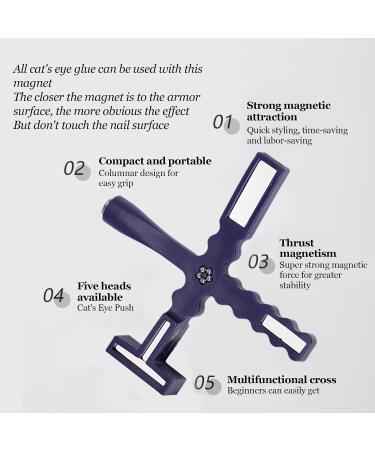 5 in 1 Cat Eye Magnet for Nails | Multi-Function Nail Magnets Professional Cat Eye Stick 5 in 1 Nail Design Tools for Lovers Purple - Buy Online on GoSupps.com