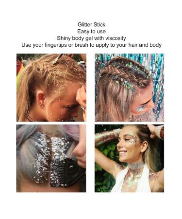 Buy Silver Glitter Stick Gel - Versatile Long Lasting Body Glitter for Parties | Easy to Clean - International Shipping Available - Buy Online on GoSupps.com