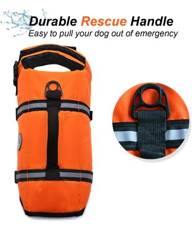 Vivaglory Neon-Orange Ripstop Dog Lifeguard Vest - Improved Buoyancy & Visibility for Small & Medium Dogs (XXS: 28-35cm Chest) - Ideal for Boating & Water Safety - Buy Online on GoSupps.com