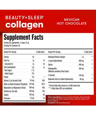 Perfect Keto Beauty + Sleep Grass Fed Collagen Peptides Protein Powder with Ashwagandha Magnesium Biotin Hyaluronic Acid L Theanine Hair Skin Nails & Relaxation Support Mexican Hot Chocolate - Buy Online on GoSupps.com