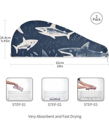 Sharks-2735 Hair Towel 2 Pack | Super Absorbent Quick Dry Hair Turbans for Women & Girls - Buy Online on GoSupps.com